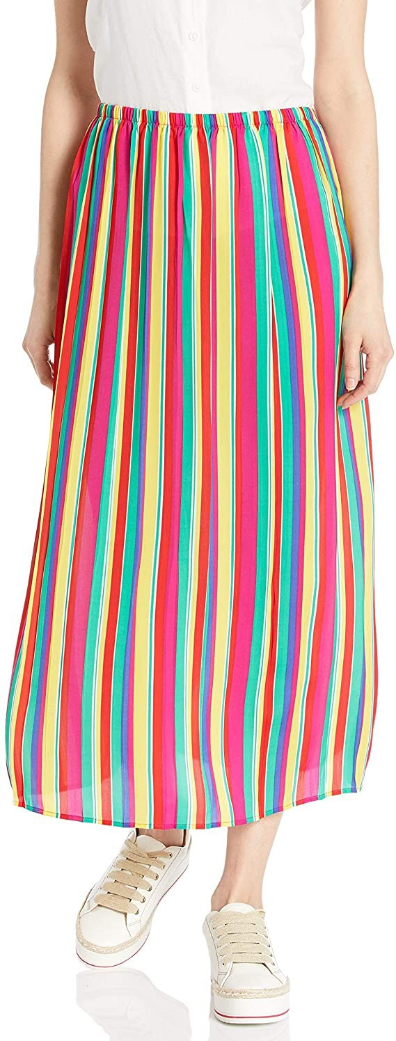 BB DAKOTA Women's Outside The Lines Striped Reverse Crepon Pleated Skirt | Amazon (US)