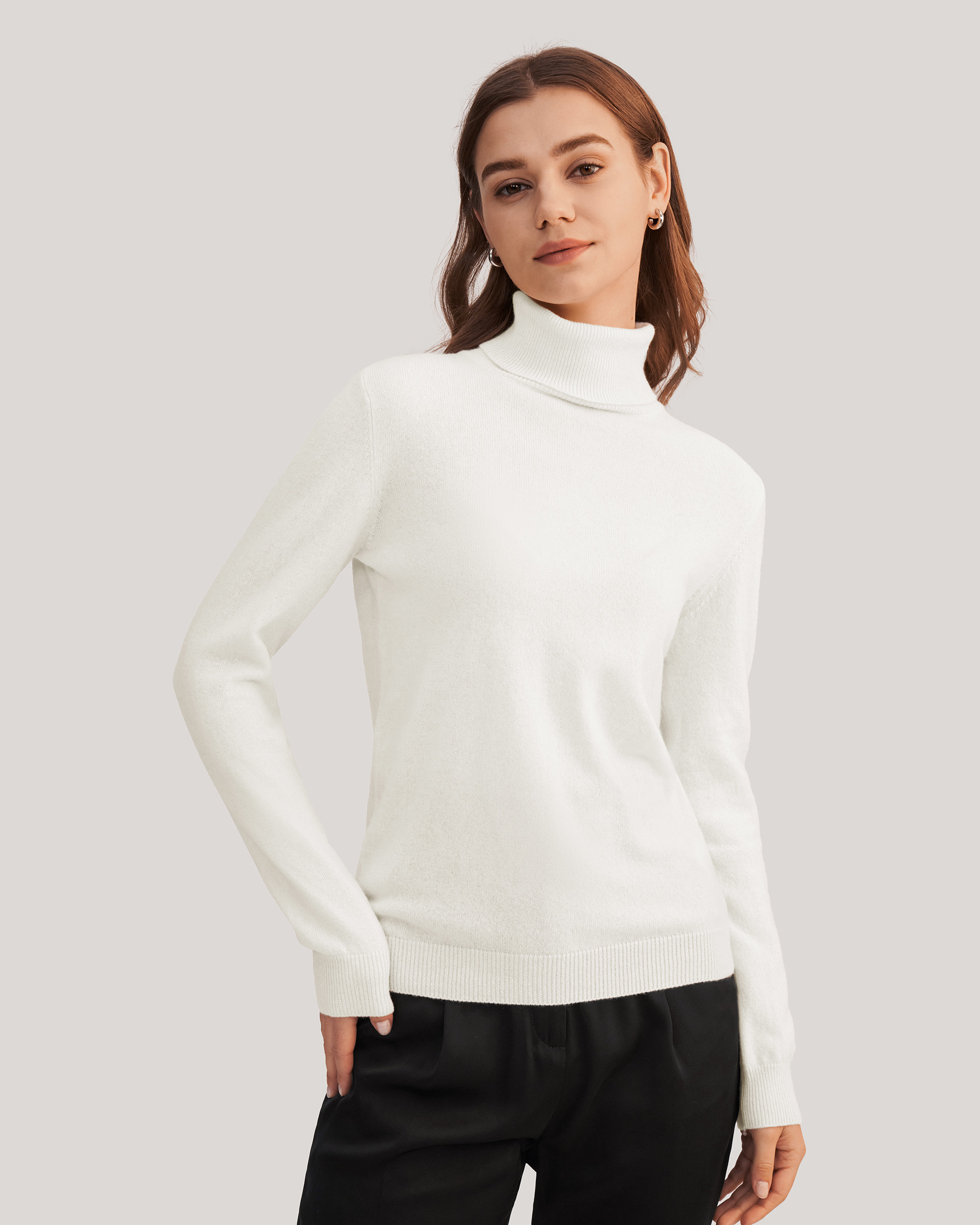 Pure Cashmere Turtleneck Sweater For Women | LilySilk