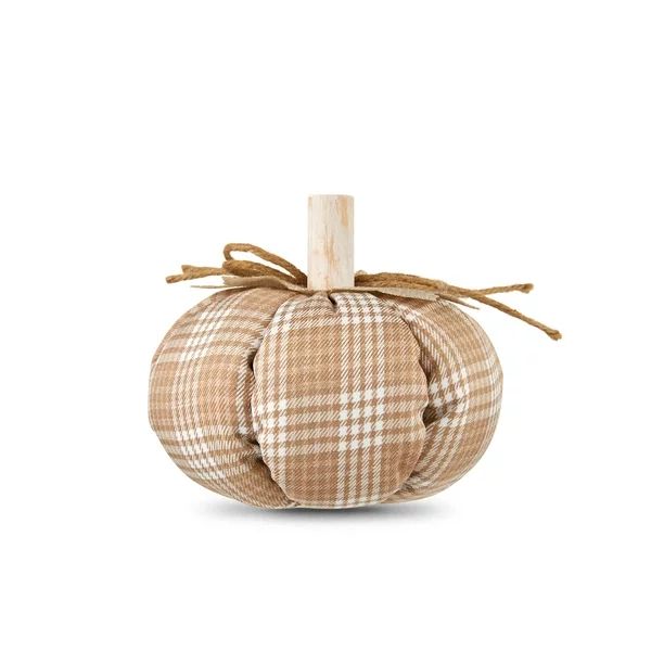 Harvest Small Fabric Pumpkin Decoration, Natural Plaid, 6", by Way To Celebrate | Walmart (US)