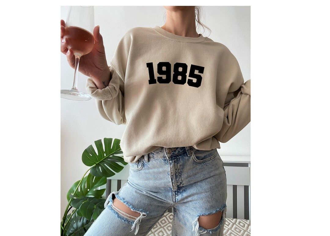 Birthday Sweatshirt 1985 College Style Number Sweater - Etsy | Etsy (US)