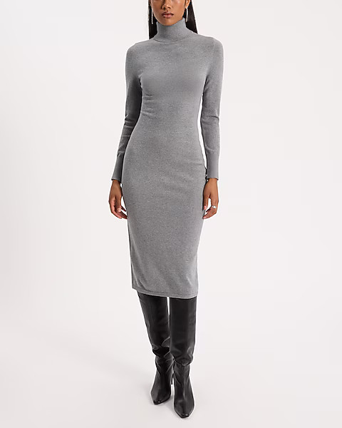 Long Sleeve Turtleneck Midi Sweater Dress | Express