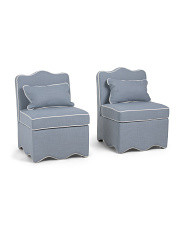 Set Of 2 25x32 Scalloped Trim Accent Chairs With Lumbar Pillows | Marshalls