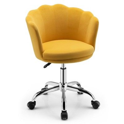 Costway Velvet Petal Shell Office Chair Adjustable Swivel Accent Vanity Armchair Yellow | Target