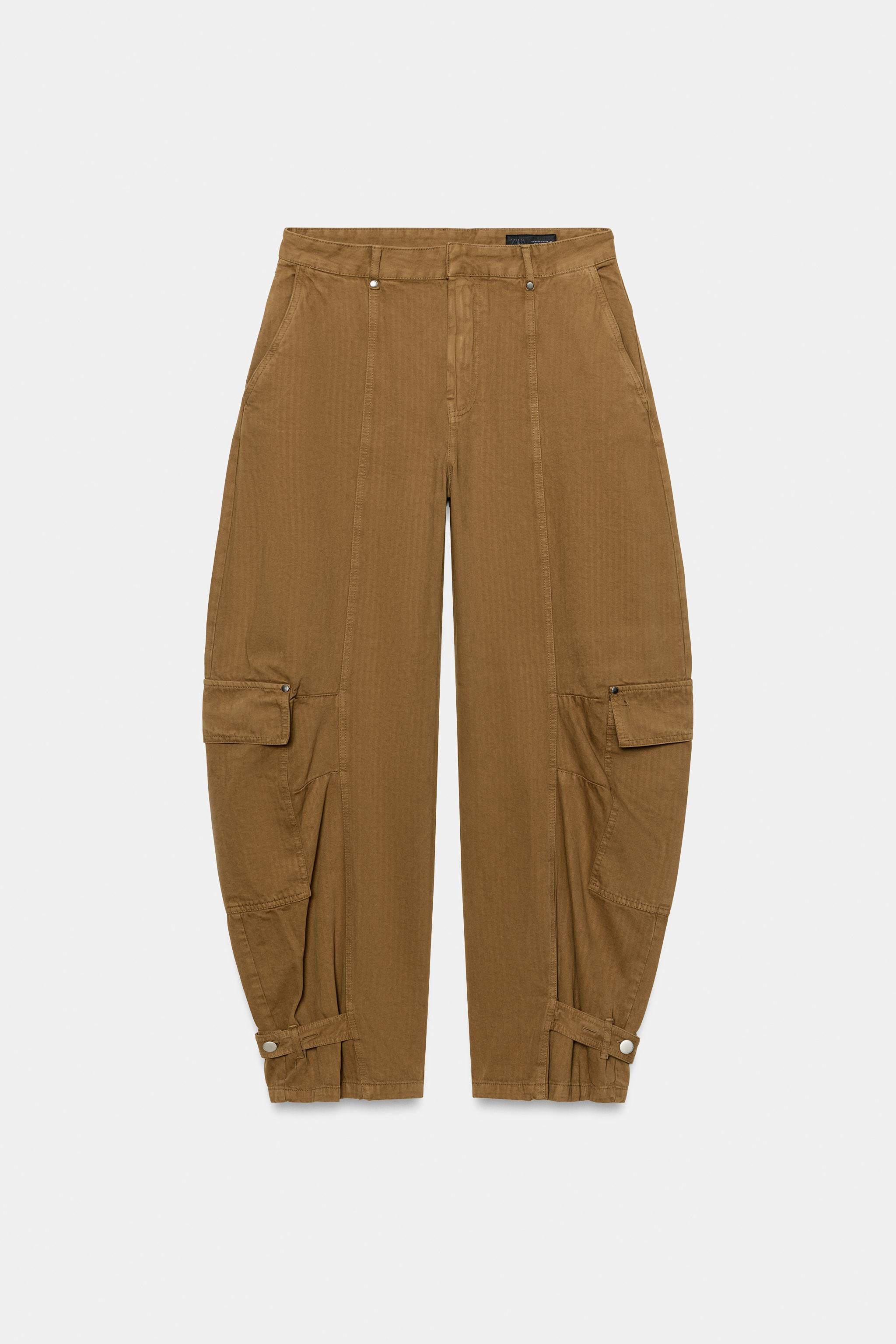 ZW COLLECTION MID-RISE BARREL CARGO JEANS | Zara US