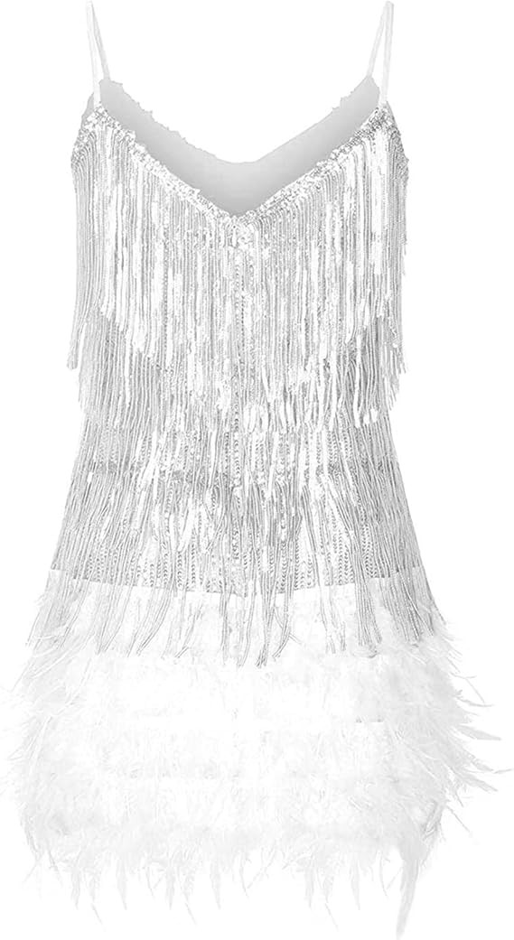 houstil 1920s Dress for Women Gatsby V Neck Sequin Flapper Dresses Fringe Formal Club Party Eveni... | Amazon (US)