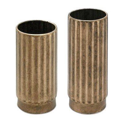 Melrose Ribbed Copper Metal Cylinder Vase (Set of 2) | Target