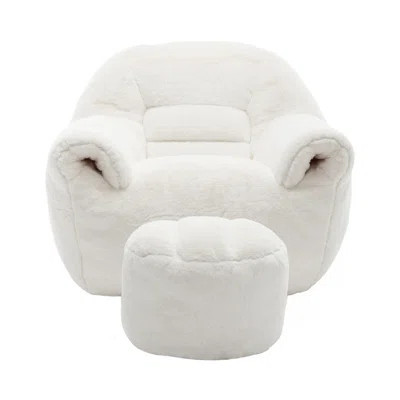 Bean Bag Chair, Comfy Bean Bag Sofa With Back Support, With Footstool,Faux Fur Bean Bag Chair For Adults And Kids, Stuffed Floor Sofa For Living Room, | Wayfair North America