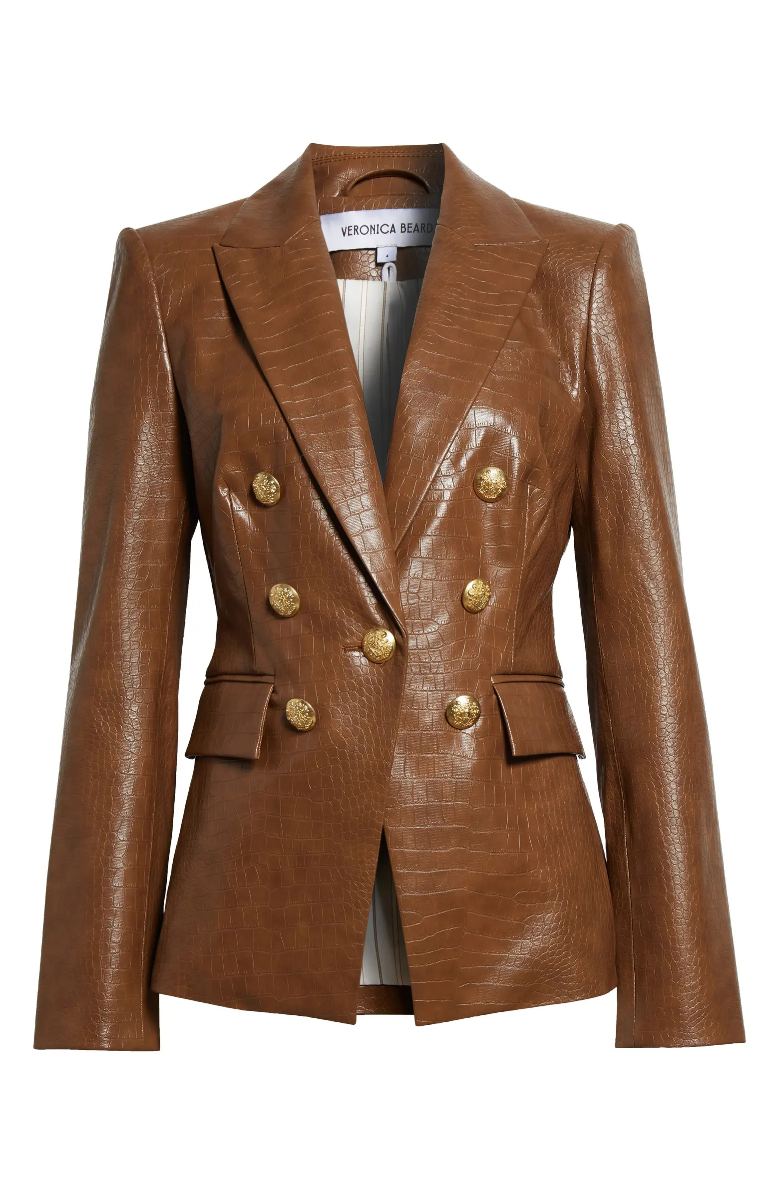 Veronica Beard Lawrence Croc Embossed Faux Leather Dickey Jacket | Nordstrom | Nordstrom