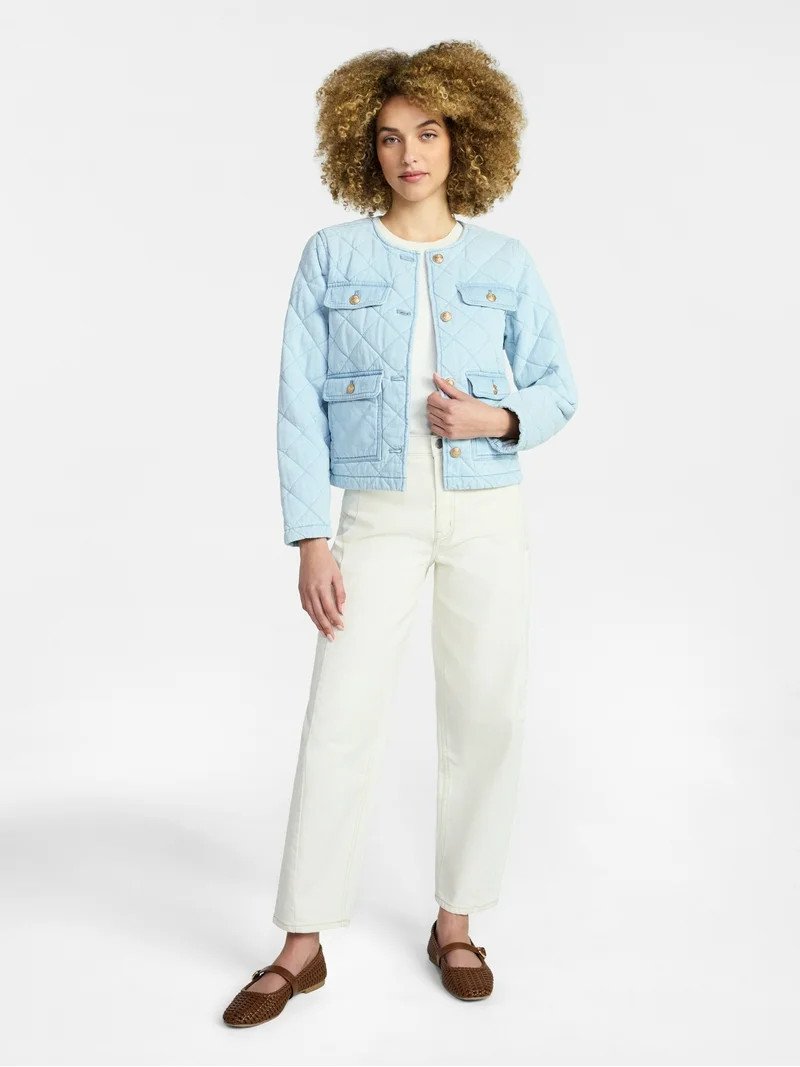 Time and Tru Women's Quilted Cotton Jacket, Sizes XS-XXXL | Walmart (US)