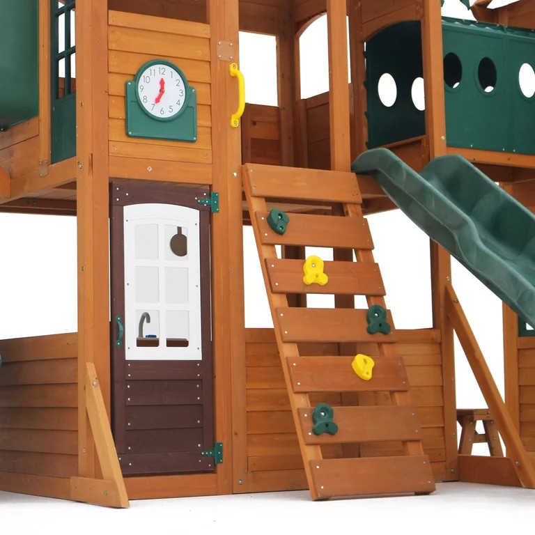 KidKraft Paramount Wooden Swing Set / Playset with Tunnel, Slides and Kitchens | Walmart (US)