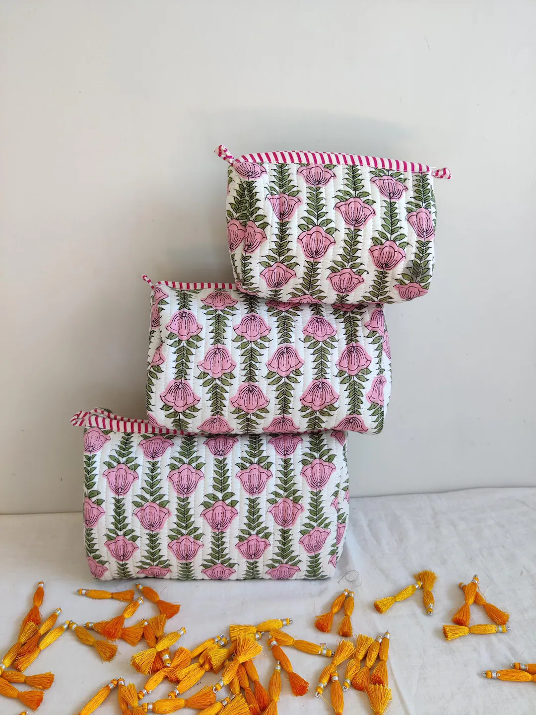 Etsy’s Pick, Set Of 3 Block Print Toiletry Bags, Cotton Makeup Bag Cosmetic Bag, Block Print Ba... | Etsy (US)