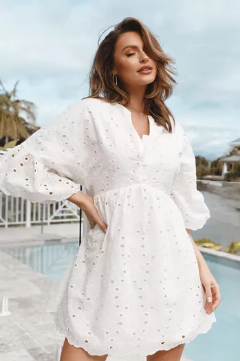 Rise to the Occasion White Midi Wrap Dress