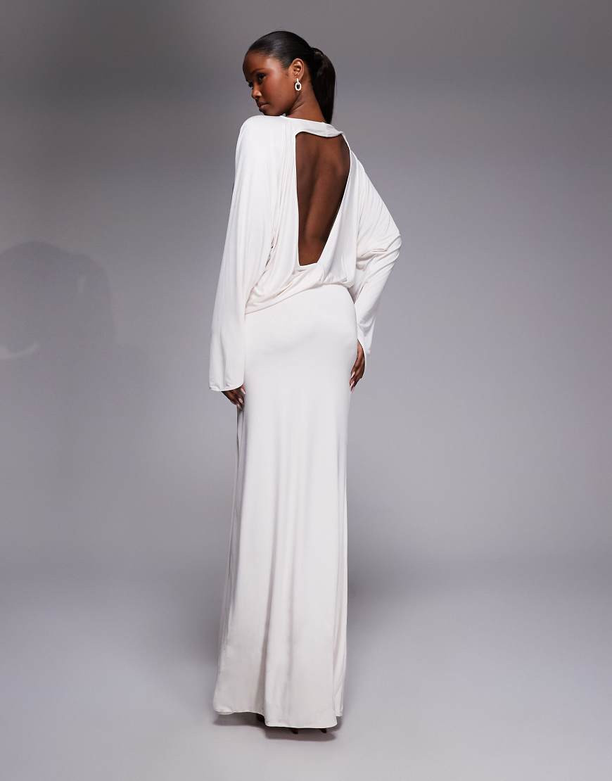 Oh Polly long sleeve backless maxi dress in ivory-White | ASOS (Global)