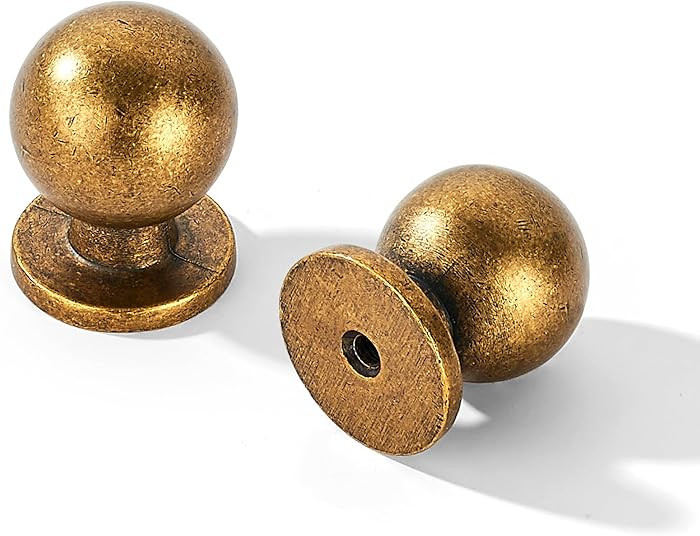 khtumeware 10 Pack 1 Inch (25mm) Diameter Round Solid Vintage Antique Brass Finish Kitchen Cabine... | Amazon (US)