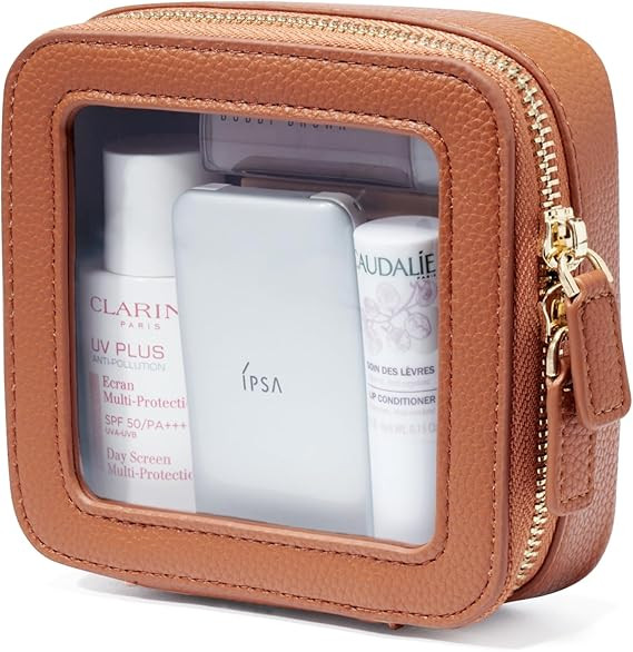 Popvibe Clear Makeup Bag Travel Cosmetic Case Transparent Toiletry Bag with Zipper, Portable Make... | Amazon (US)