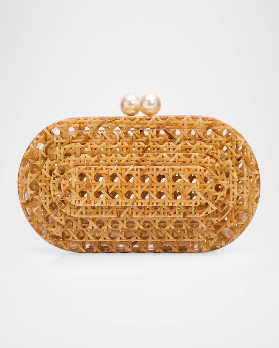 BTB Los Angeles Caillou Acrylic Cane Webbing Clutch Bag | Neiman Marcus