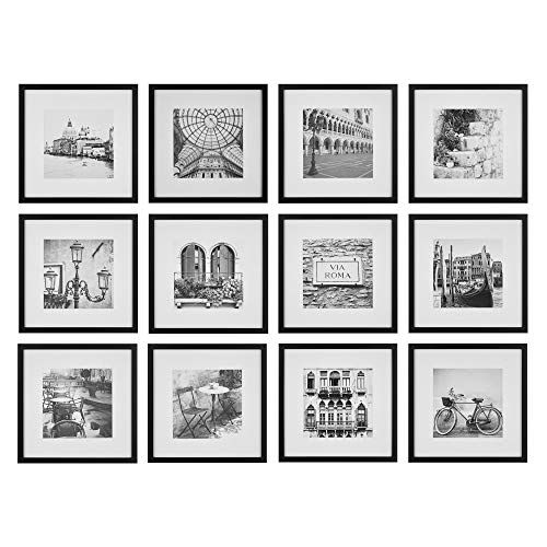 Gallery Perfect 16FW2233 12 Piece Black Square Photo Picture Hanging Template Gallery Wall Frame Set | Amazon (US)