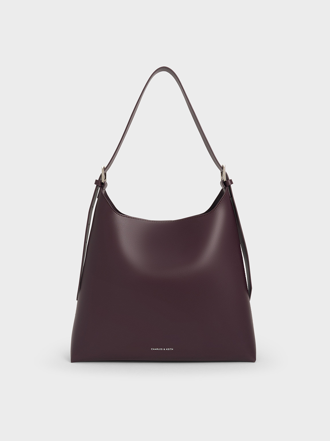 Burgundy Hertha Trapeze Slouchy Hobo Bag | CHARLES & KEITH | Charles & Keith US