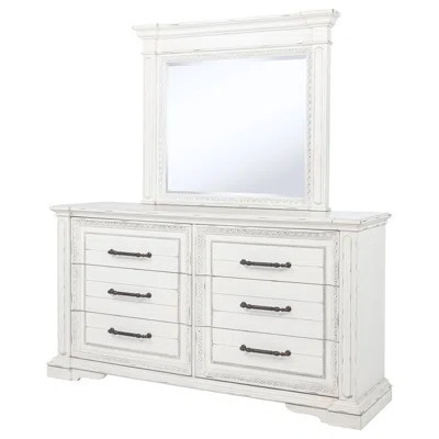 Mckinney 6-Drawer Bedroom Dresser With Mirror Vintage White | Wayfair North America