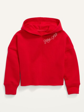 Vintage Slouchy Cropped Raw-Edged Hoodie for Girls | Old Navy (US)