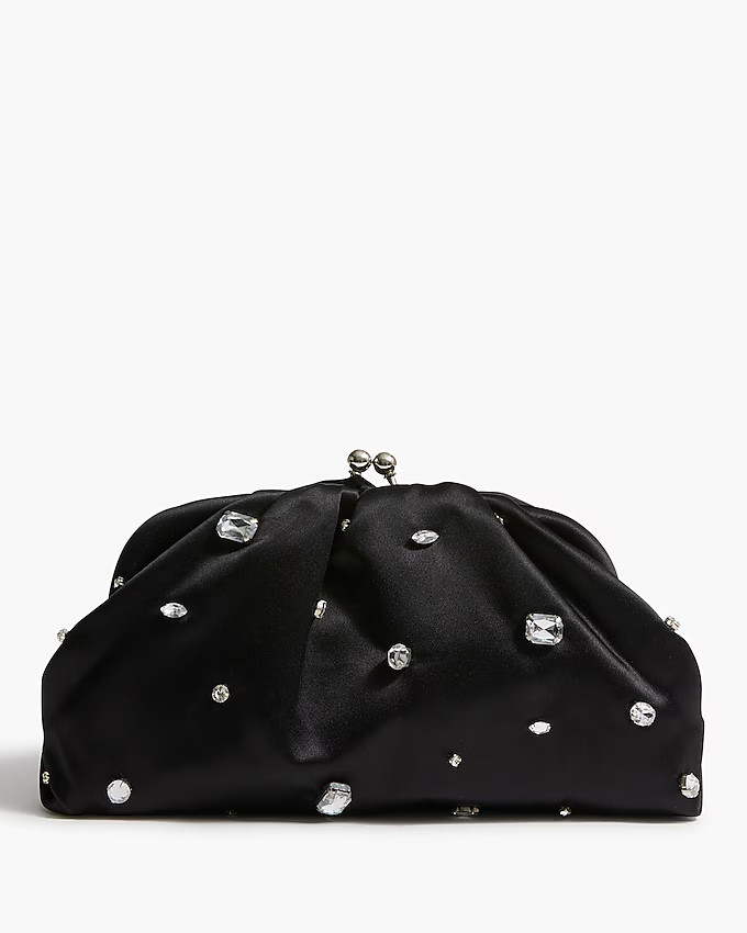 Satin rhinestone clutch | J.Crew Factory
