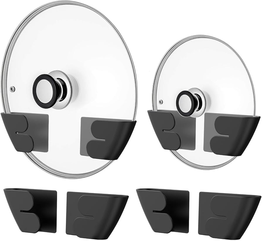 Niceyos Universal Adjustable Pot Lid Organizer for Cabinet - Upgraded Patented Set of 4 Pan Lids ... | Amazon (US)