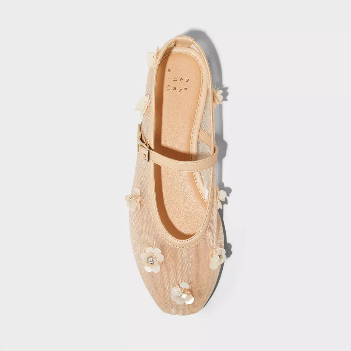 Women's Everly Floral Mesh Mary Jane Ballet Flats with Memory Foam Insole - A New Day™ | Target