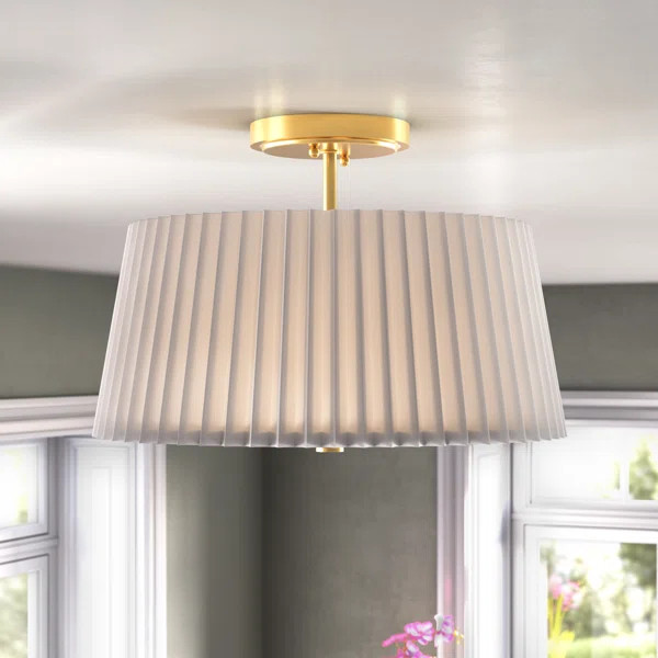 Troiano 3 - Light 16'' Shaded Drum Semi Flush Mount | Wayfair North America