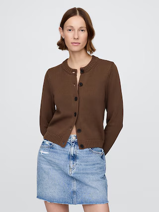 100% Cotton Crewneck Cardigan | Gap (US)