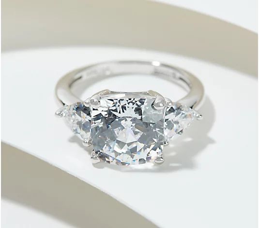 Diamonique x Amy Stran Clear Cushion-Cut Ring, Platinum Clad | QVC