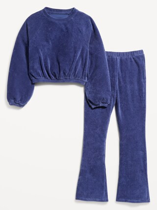 Velvet Ribbed  Cinched-Hem Top and Flare Pants Set for Girls | Old Navy (US)