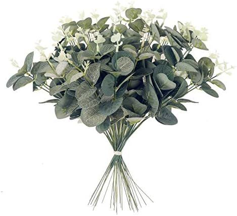 Pack of 20 Faux Eucalyptus Leaves. Kocent Artificial Eucalyptus Branches for Wedding Bouquet, Par... | Amazon (US)