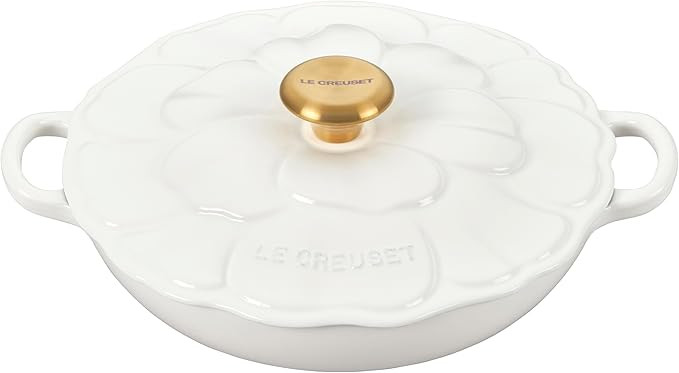 Le Creuset Signature Enameled Cast Iron Petal Braiser, 2.25qt., White w/Gold Knob | Amazon (US)