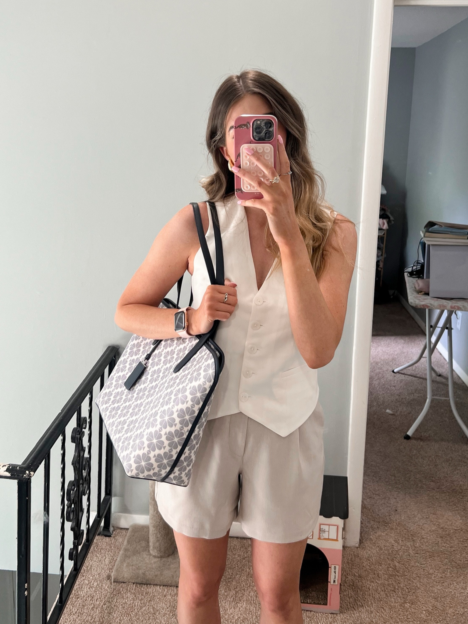 first time wearing this vest since I bought it and I really like how this outfit ended up looking! I think it’s a great neutral look for summer ☀️

(search words: neutral style, neutral summer outfit, tailored vest outfit, taupe tailored shorts, summer tailored outfit, errands outfit, blue and white purse, summer tote bag)

#LTKFindsUnder100 #LTKFindsUnder50 #LTKSaleAlert #LTKSeasonal #LTKItBag