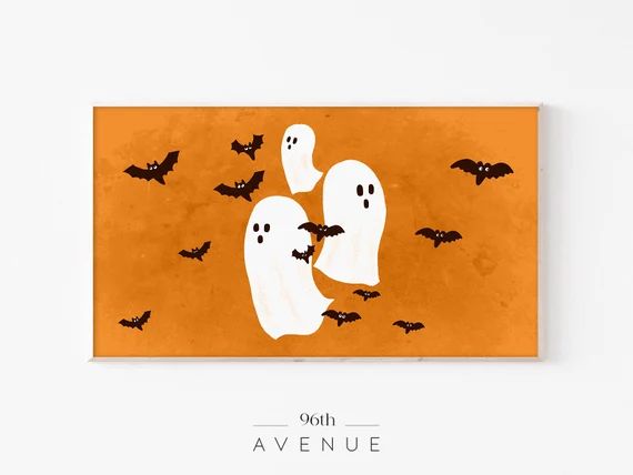 Read the full title
    Halloween Ghosts Frame Tv Art | Orange And Black Halloween Wall Art | Sam... | Etsy (US)