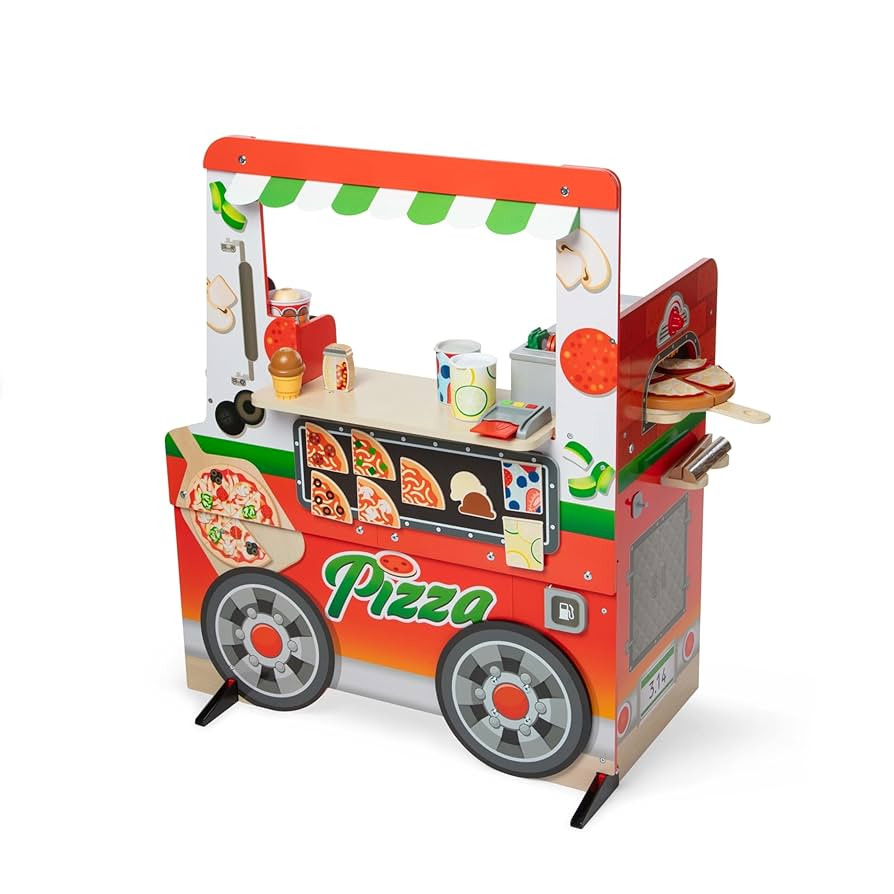 Melissa & Doug Wooden Pizza Food Truck Activity Center with Play Food, for Boys and Girls 3+ | Amazon (US)