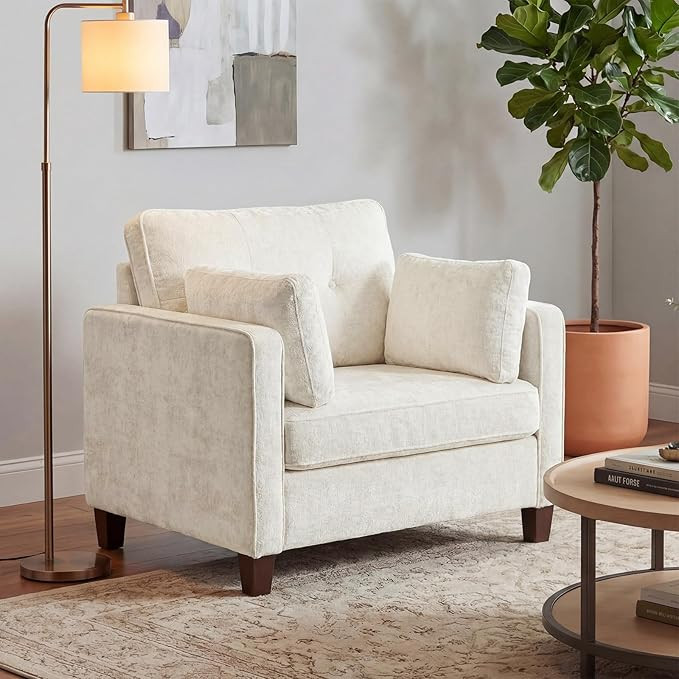 Luxury Oversized Accent Chair, 40.9" Upholstered Piping Single Armchairs with Comfy Tufted Backre... | Amazon (US)