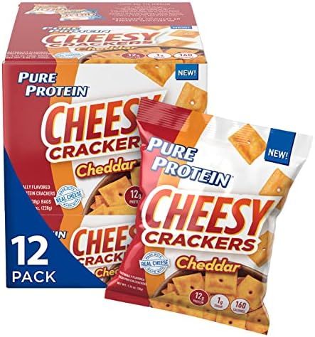 Pure Protein Cheesy Crackers, Cheddar, High Protein Snack, 12G Protein, 1.34 oz, 12 Count (Packag... | Amazon (US)