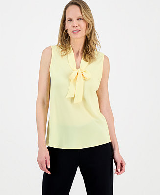Women's Tie-Neck Sleeveless Blouse | Macy's