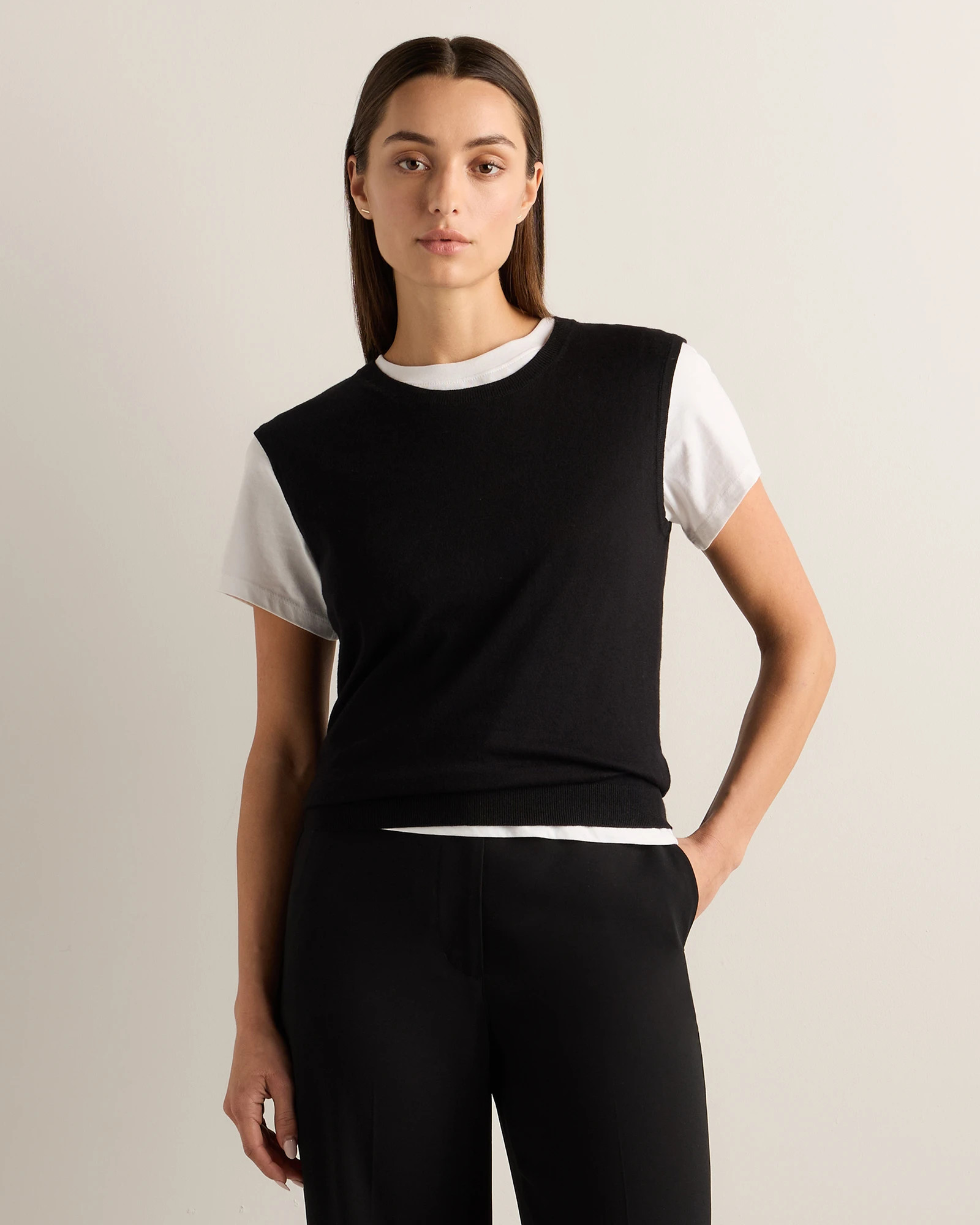 Quince | Women's Lightweight Cotton Cashmere Sweater Tank Top in Heather Oatmeal, Size Large | Quince