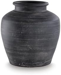 Signature Design by Ashley Meadie Casual Indoor Distressed Terra Cotta Vase with Wide Mouth, Blac... | Amazon (US)