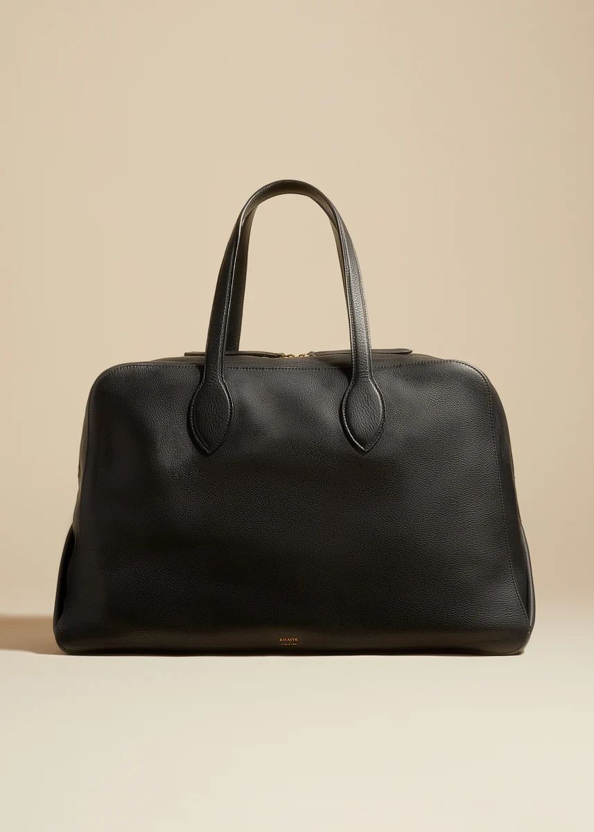 The Large Maeve Weekender Bag in Black Pebbled Leather | Khaite