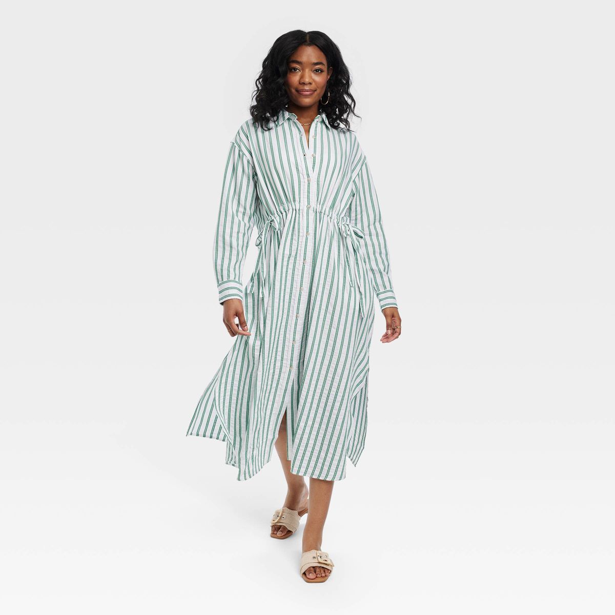 Women's Long Sleeve Cinch Waist Maxi Shirtdress - Universal Thread™ | Target