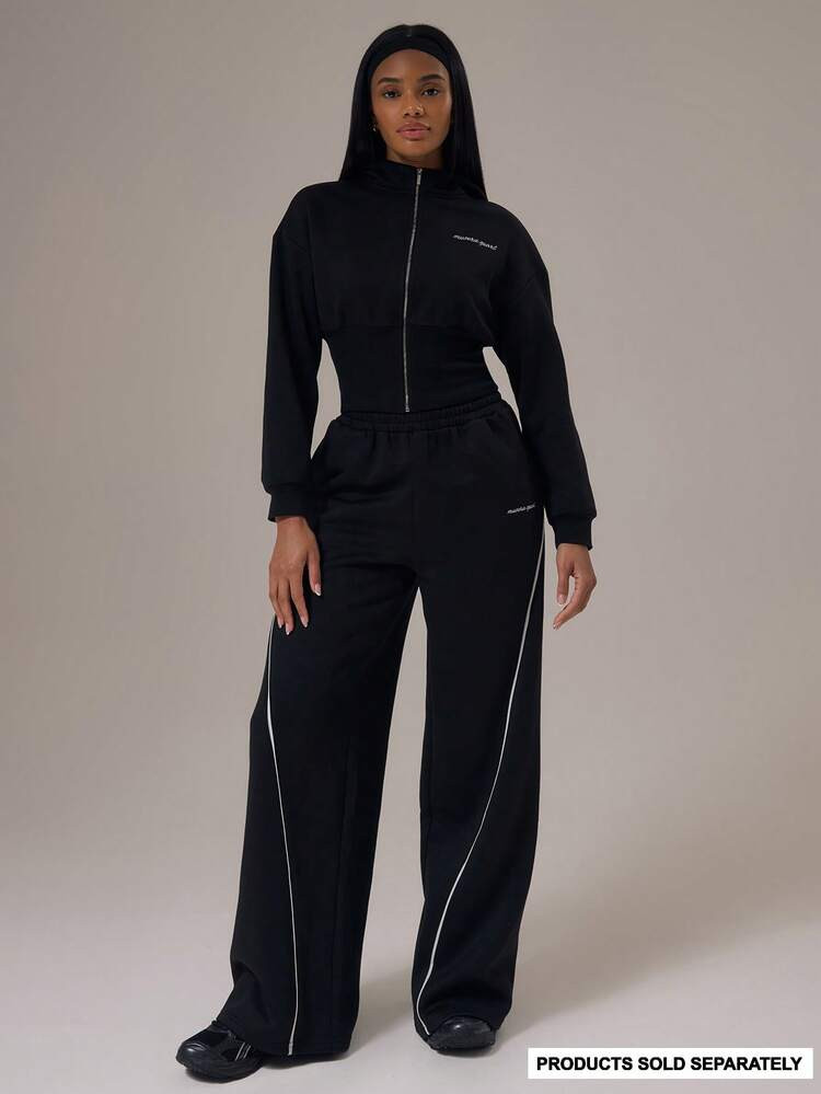Musera Sport Sport Contrast Piping Wide Leg Joggers Tracksuit Bottom Only Winter Activewear Sport... | SHEIN