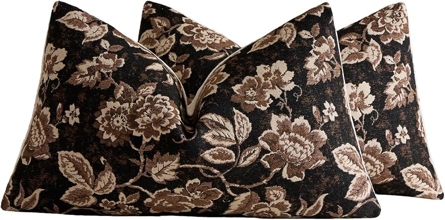 Vintage Floral Chenille Lumbar Pillow Covers 12x20 Set of 2 | Amazon (US)
