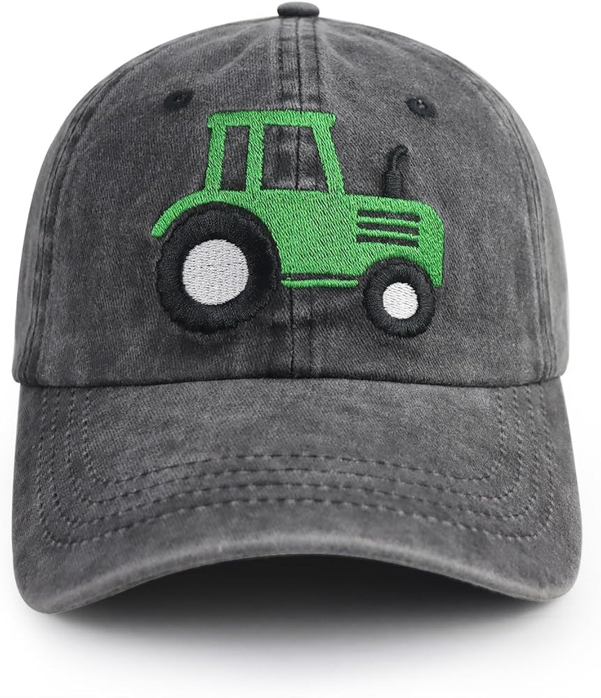 Farm Tractor Hats for Boys Girls Age 3-10, Adjustable Washed Vintage Embroidered Kids Baseball Ca... | Amazon (US)