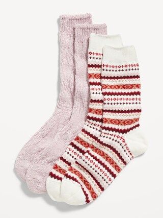 2-Pack Variety Cable-Knit and Fair Isle Socks for Women | Old Navy (US)
