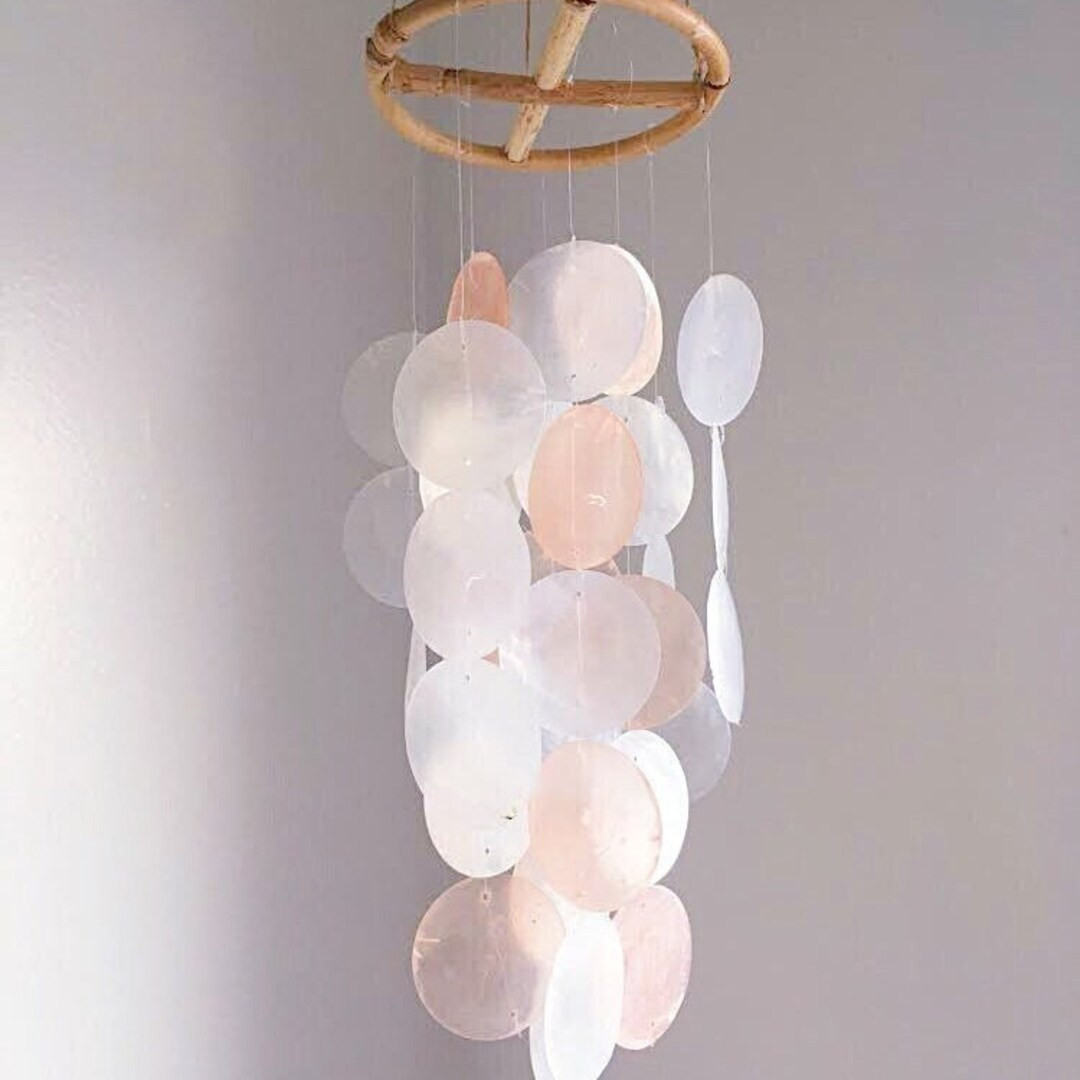 Light Pink Capiz Shell Wind Chimes / Hanging Decoration for Window - Etsy | Etsy (US)