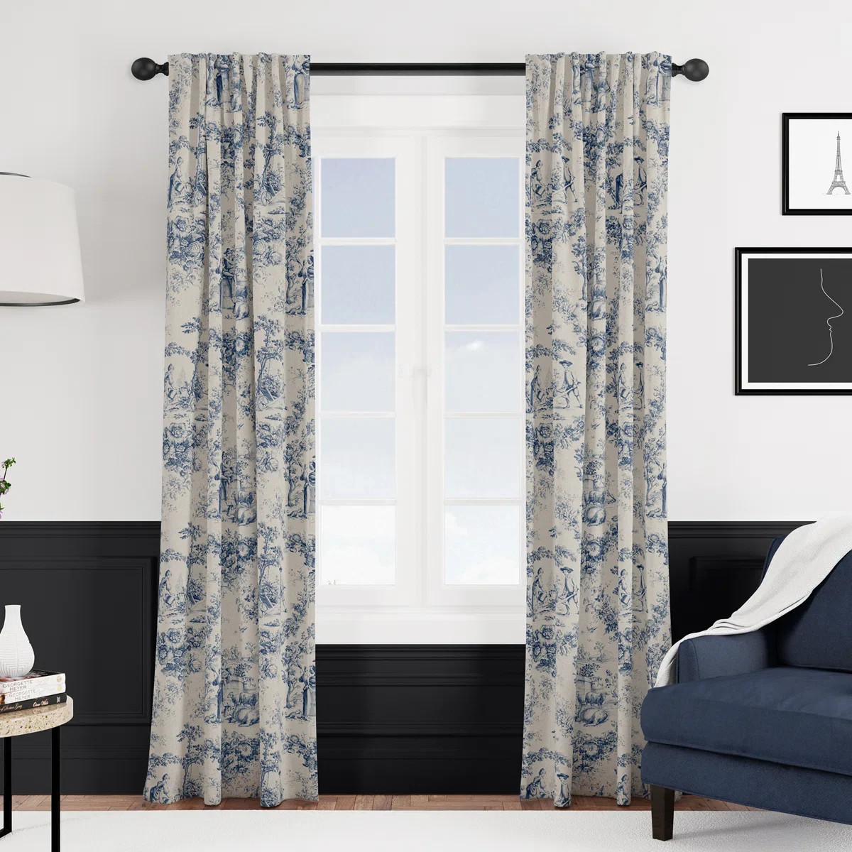 Provence 100% Cotton Toile Room Darkening Rod Pocket Single Curtain Panel | Perigold