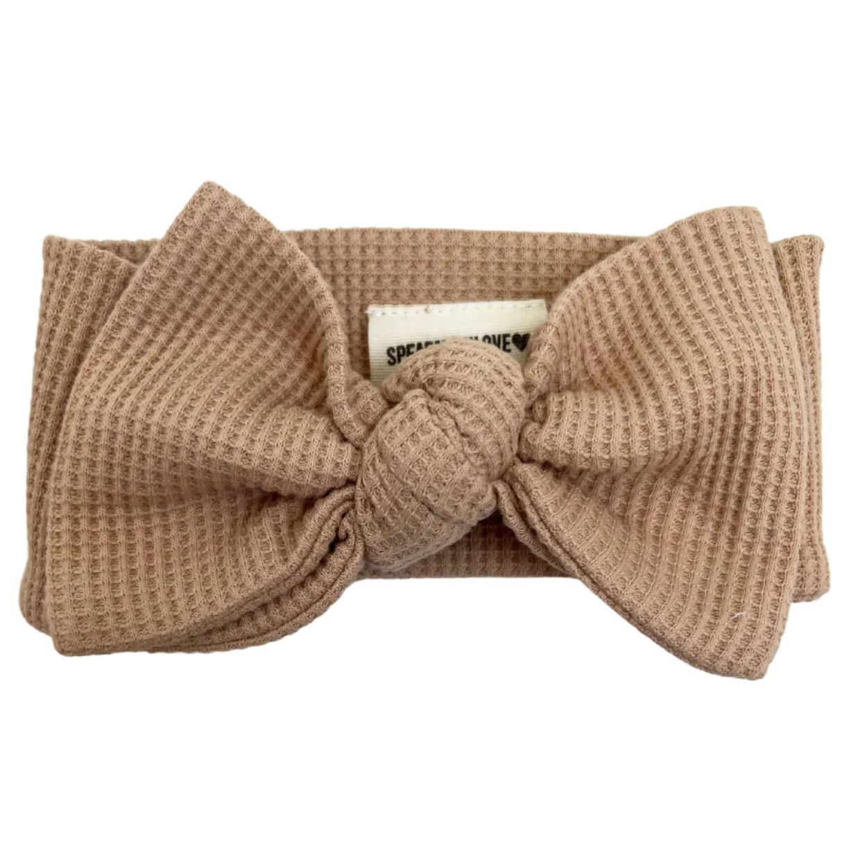 Organic Waffle Knot Bow, Tan | SpearmintLOVE